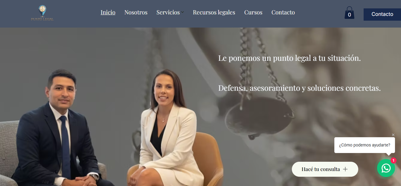 Sitio web desarrollado para Punto Legal Abogados